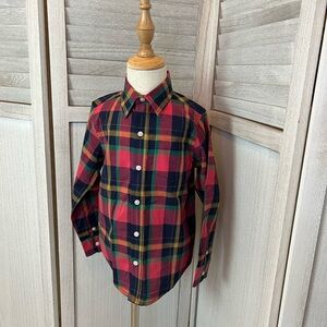 NWT Janie &Jack Boys ButtonDown Shirt | Size 4T | Multicolor Plaid | 100% Cotton